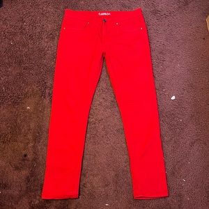 Mens Red Skinny Jeans 34x33